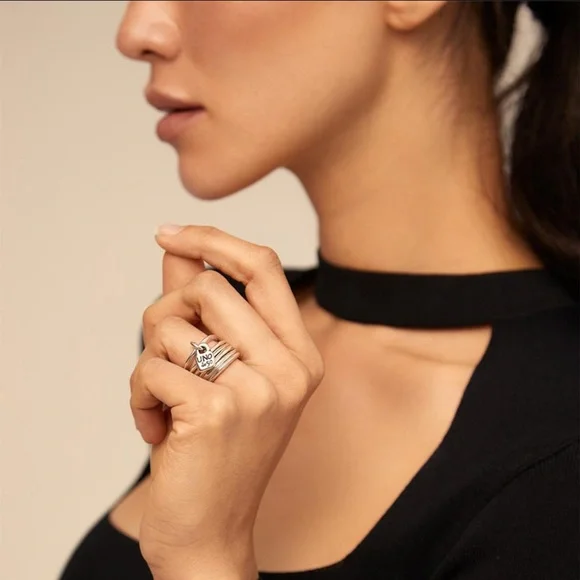 UNO de 50 PRISONER Stackable Silver Ring Set. Size 7 1/2 - Picture 3 of 12